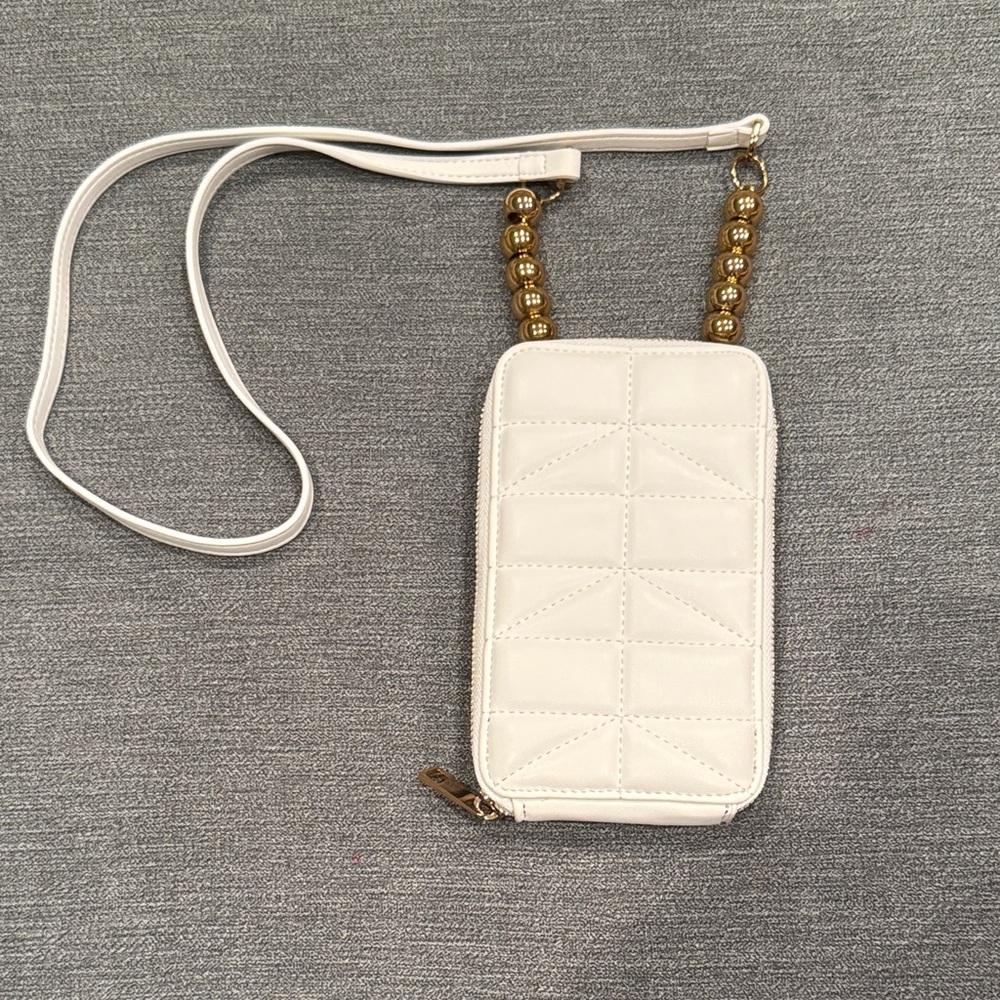 Elegant Cream Crossbody Bag with Gold Accents